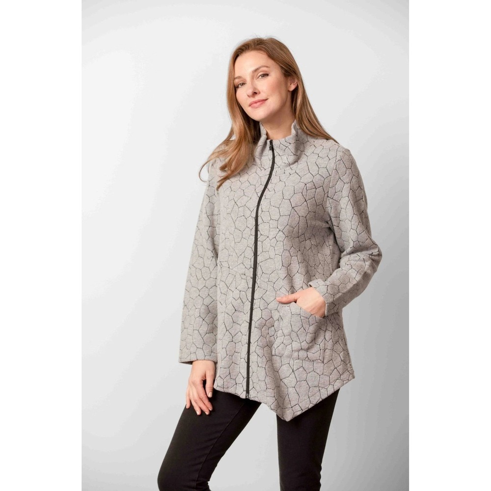 Habitat Jacket Size XL Gray Asymmetrical Cobblestone Full Zip Lagenlook Relaxed
